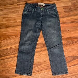 ‎Dark wash jeans embellished crop snap buckle western southwest